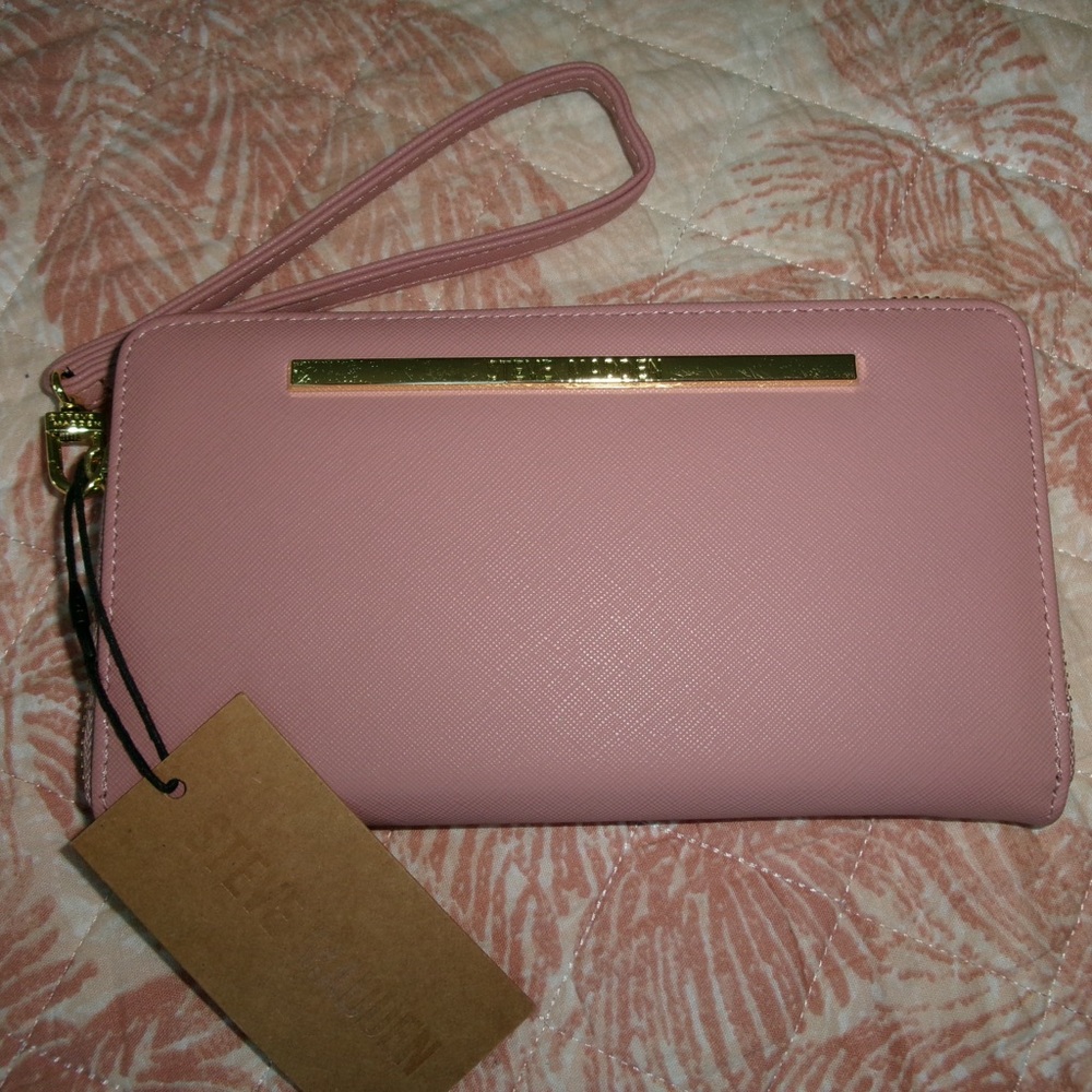 Steve Madden Pink Wristlet Clutch with Gold Accent